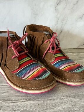 Ariat Women's Cruiser Fringe Suede Ankle Chukka Moccasin Boots